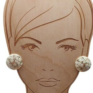 Vintage Gold-Tone Clip-On Earrings With White Enamel Floral Design By Amerique